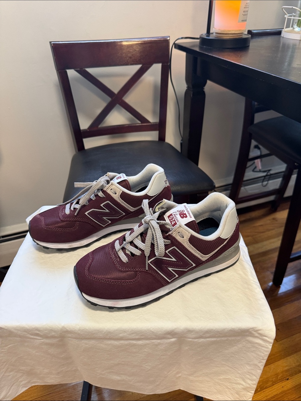 New Balance Men's Burgundy and White Retro Sneakers